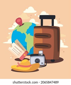 great travel design with items