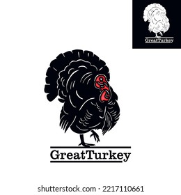 great turkey logo silhouette of big chicken standing vector illustrations