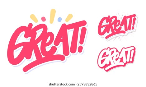 Great. Vector Handwritten Typography set. A set of three design options.