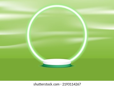Great vector illustration, three dimensional low  in The background is a with geometric shape .illustration display product pastel abstract wallpaper .neon light green cloud business  .
