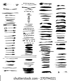 Great Vector set of grunge brush ink strokes.