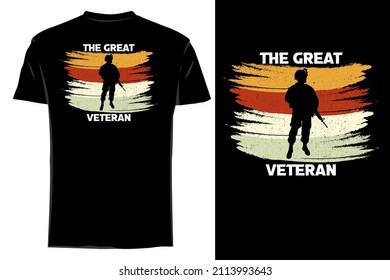 The great veteran silhouette t shirt mockup retro vintage