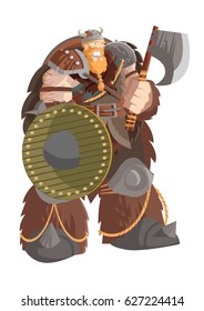 great viking ogre with axe and shield