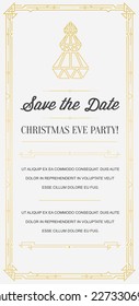 Great Vintage Invitation Sign In Art Deco Or Gatsby Nouveau Epoch 1920's Gangster Era Vector To Christmas Eve Party