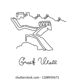 Great Wall of China continuous line illustration