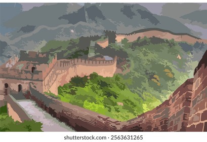 Great Wall of China Design Vector Art