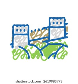 great wall of china doodle icon sketch vector. great wall of china sign. isolated symbol illustration