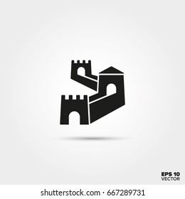 Great Wall of China. EPS 10 Vector icon.