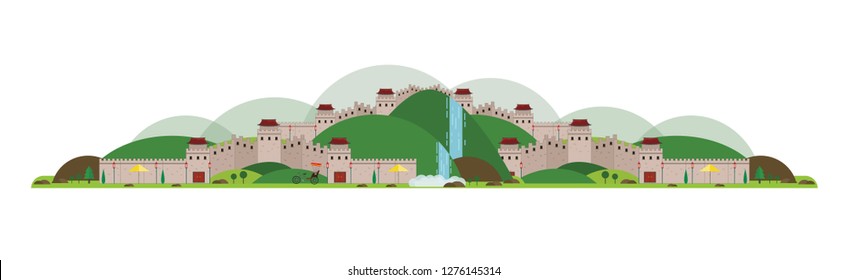 The Great Wall Of China. flat design