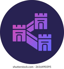 Great Wall Of China Glyph Circle Gradient Icon