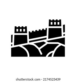 great wall of china glyph icon vector. great wall of china sign. isolated symbol illustration