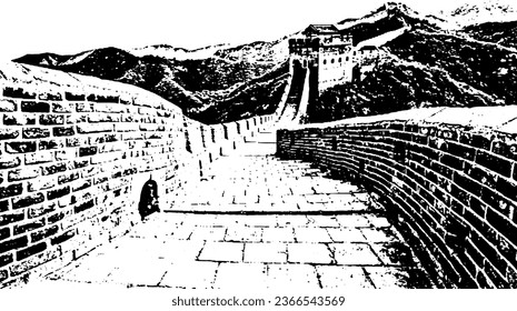 The Great Wall of China: high quality vector format image(art)