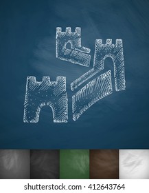 Great Wall of China icon. Hand drawn vector illustration