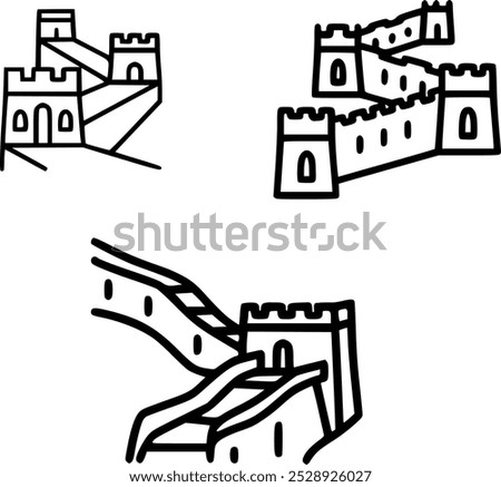 Great Wall of China Icon Set - Vector Illustrations of Historic Architecture | Monument Vectors for Architecture