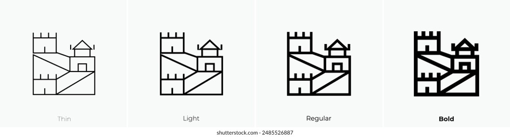 great wall of china icon. Thin, Light Regular And Bold style design isolated on white background