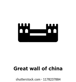 Great wall of china icon vector isolated on white background, logo concept of Great wall of china sign on transparent background, filled black symbol