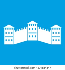 Great Wall of China icon white isolated on blue background vector illustration