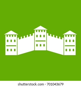 Great Wall of China icon white isolated on green background. Vector illustration