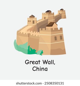 Great Wall of China Iconic Landmark Vector Illustration Design