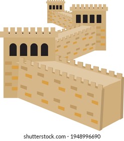 Great wall of China, illustration, vector on white background.