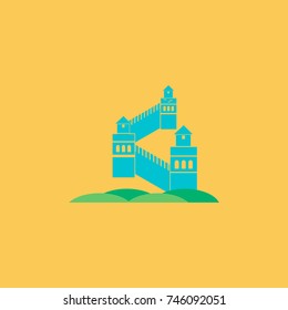 Great Wall of China isolated vector in yellow background