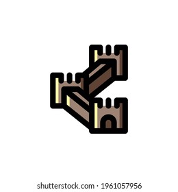 Great Wall of China Landmark Outline Icon Vector Illustration
