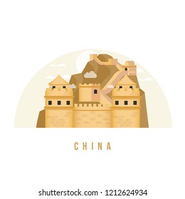 Great Wall of China Landmark Vector Illustration