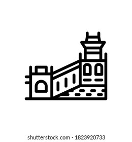 Great Wall Of China (Landmarks Monuments) icon outline vector. isolated on white background