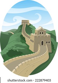 Great wall of china landscape illustration