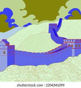 great wall of china line art