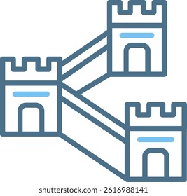 Great Wall Of China Line Two Colour Icon