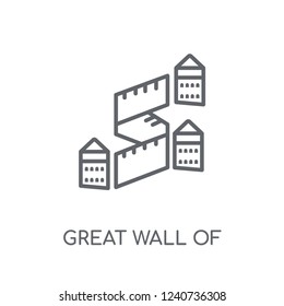 Great wall of china linear icon. Modern outline Great wall of china logo concept on white background from Architecture and Travel collection. Suitable for use on web apps, mobile apps and print media.