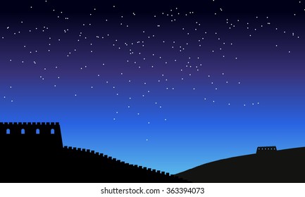 the great wall of china at night background art vector 