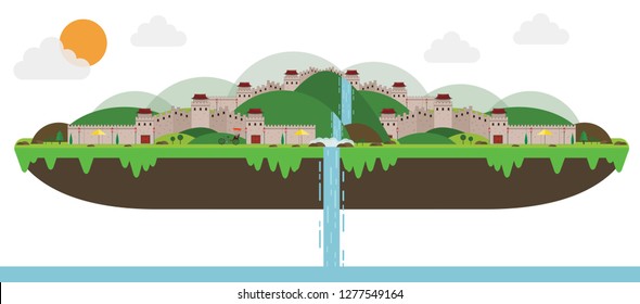The Great Wall of China on tropical Island