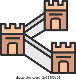 Great Wall Of China Outline Filled Style Icon