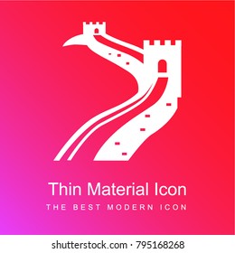 Great Wall of China red and pink gradient material white icon minimal design