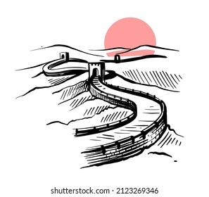 Great Wall Of China Sketch Vector