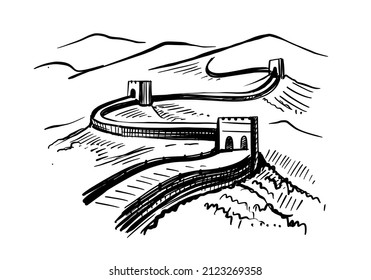 Great Wall Of China Sketch Vector