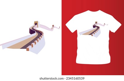 great wall of china t-shirt design editable template