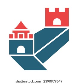 Great Wall Of China Vector Glyph Two Color Icons For Personal And Commercial Use.
