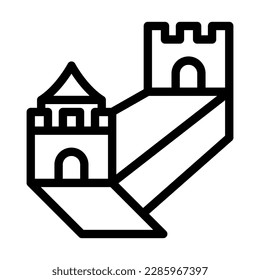 Great Wall Of China Vector Line Icon Design