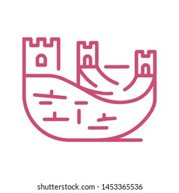 Great wall Chinese tourism architecture icon