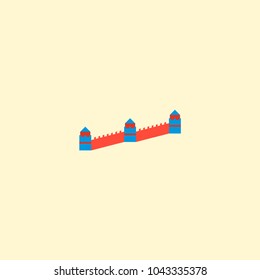 Great wall icon flat element. Vector illustration of great wall icon flat isolated on clean background for your web mobile app logo design.