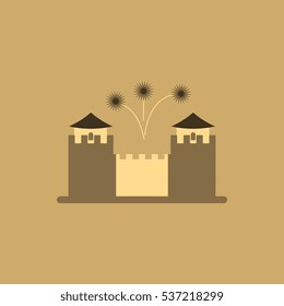 Great wall monument Vector illustration of Chinese new year celebration in flat style Great wall of China and fireworks