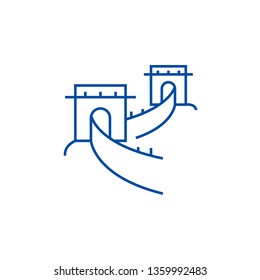 Great wall,china line icon concept. Great wall,china flat  vector symbol, sign, outline illustration.