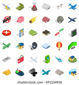 Great war icons set. Isometric style of 36 great war vector icons for web isolated on white background