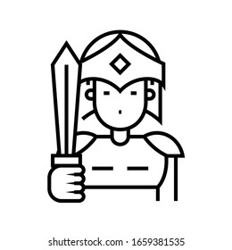 Great warrior line icon, concept sign, outline vector illustration, linear symbol.