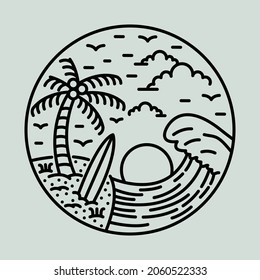 Great wave and beauty summer graphic illustration vector art t-shirt design