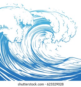 Great Wave Hand Drawing Illustration