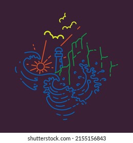 Great wave and sunset graphic illustration vector art t-shirt design